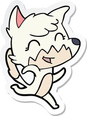 sticker of a happy cartoon fox
