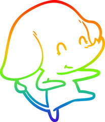 rainbow gradient line drawing cute cartoon elephant