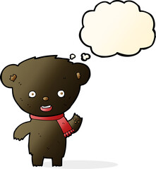 cartoon cute black bear with thought bubble