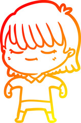 warm gradient line drawing cartoon woman