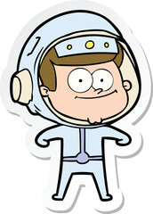 sticker of a happy astronaut cartoon