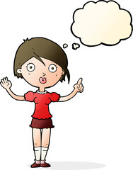 cartoon girl asking question with thought bubble