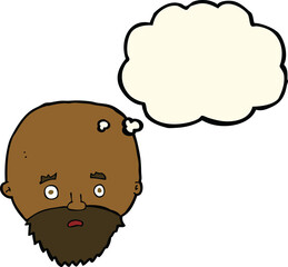 cartoon shocked man with beard with thought bubble
