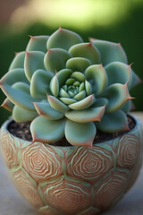 Obraz premium beautiful flower pot with a succulent, rock garden