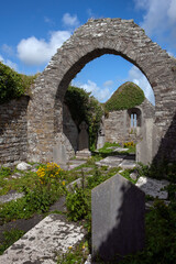 Fototapeta na wymiar Graveyard. Cemetry in Ireland. Westcoast. Ring of Kerry. Tomstones.