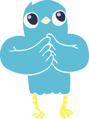 flat color illustration cartoon bird with plan