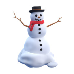 3D Background of Snowman Isolated on White Background