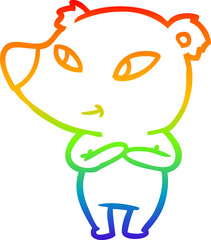 rainbow gradient line drawing cute cartoon bear