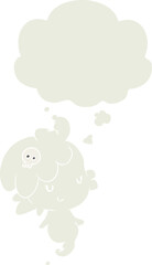 cartoon ghost and thought bubble in retro style