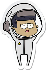 sticker of a cartoon tired astronaut