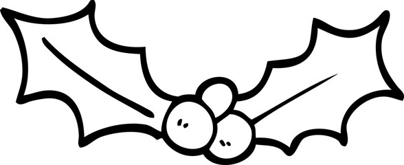 line drawing cartoon holly twig