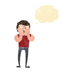 cartoon gasping man with thought bubble