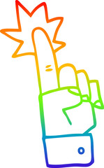 rainbow gradient line drawing cartoon pointing hand