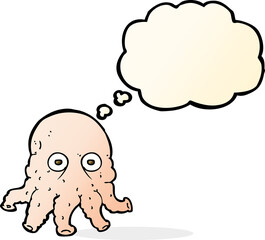 cartoon alien squid face with thought bubble