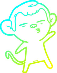 cold gradient line drawing cartoon suspicious monkey