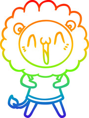 rainbow gradient line drawing happy cartoon lion