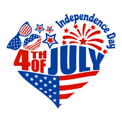 Celebration of 4th of July USA Independence Day. Designed in red and blue