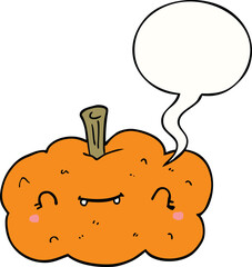 cartoon pumpkin and speech bubble