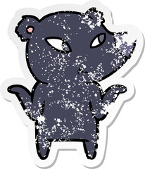 distressed sticker of a cute cartoon bear shrugging shoulders