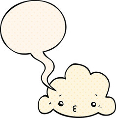 cartoon cloud and speech bubble in comic book style