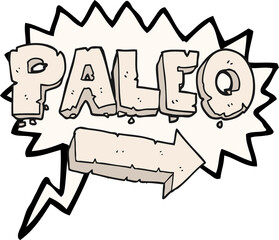 speech bubble cartoon paleo diet pointing arrow
