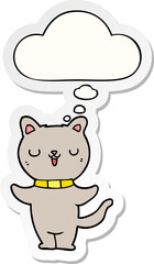 cartoon cat and thought bubble as a printed sticker