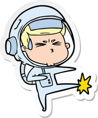 sticker of a cartoon stressed astronaut