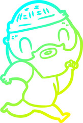 cold gradient line drawing cartoon bearded man