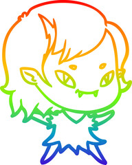 rainbow gradient line drawing cartoon friendly vampire girl
