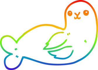 rainbow gradient line drawing cartoon seal