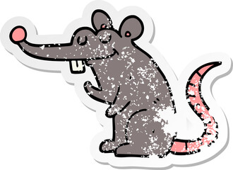 distressed sticker of a cartoon rat