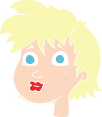 flat color illustration of a cartoon female face