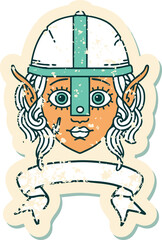 elf fighter character face with banner illustration