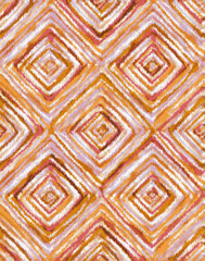 Geometric Stripes Shapes. Abstract Ethnic Diamond. Rhombus Background. Ethnic Diamond Pattern.Ethnic Diamond Pattern. Drawn in Bold Rhombus Ornament. Seamless Watercolour Aztec Border.hand illustrated