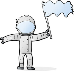 cartoon astronaut with flag