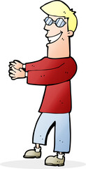 cartoon grinning man wearing glasses