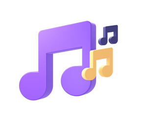 3d purple music note icon for UI UX web mobile apps social media ads designs