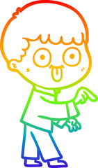 rainbow gradient line drawing cartoon man staring