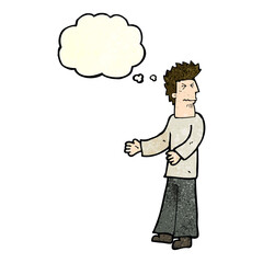 cartoon disgusted man with thought bubble