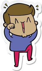 sticker of a cartoon excited man