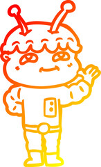 warm gradient line drawing friendly cartoon spaceman