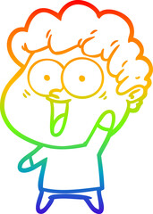rainbow gradient line drawing cartoon happy man