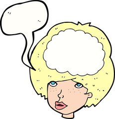 cartoon empty headed woman with speech bubble