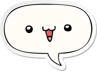 cute happy face cartoon and speech bubble sticker