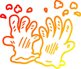 warm gradient line drawing cartoon garden gloves