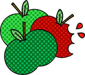 comic book style cartoon juicy apple
