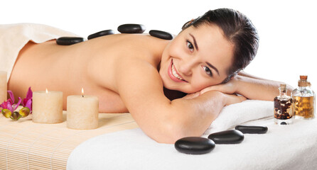 Obraz na płótnie Canvas Young attractive woman getting spa massage