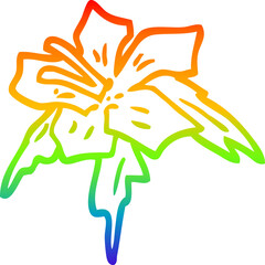 rainbow gradient line drawing cartoon exotic flower
