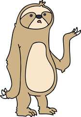 quirky hand drawn cartoon sloth