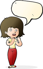 cartoon shocked woman with speech bubble